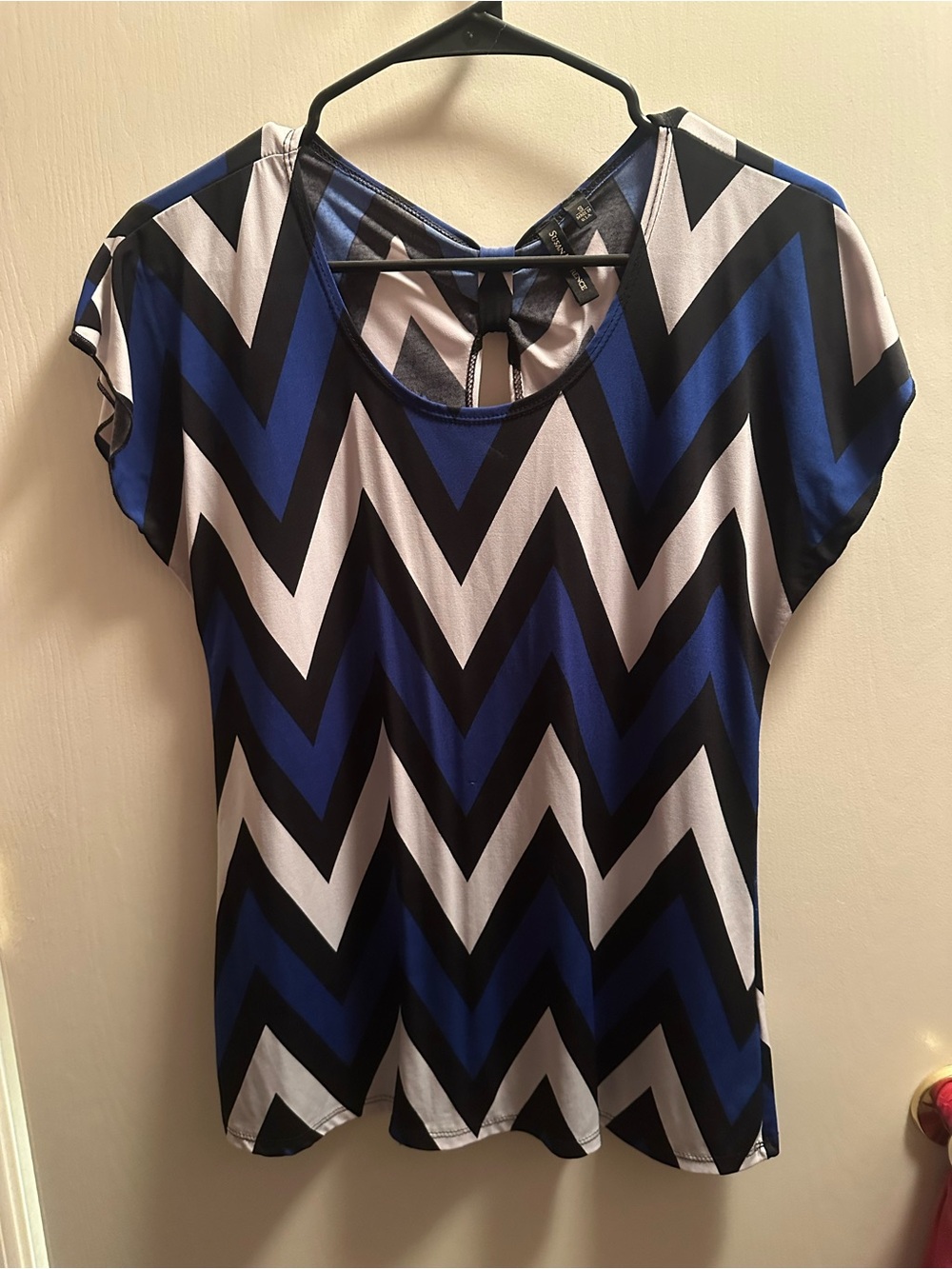 Susan Lawrence Blue Chevron Print Blouse